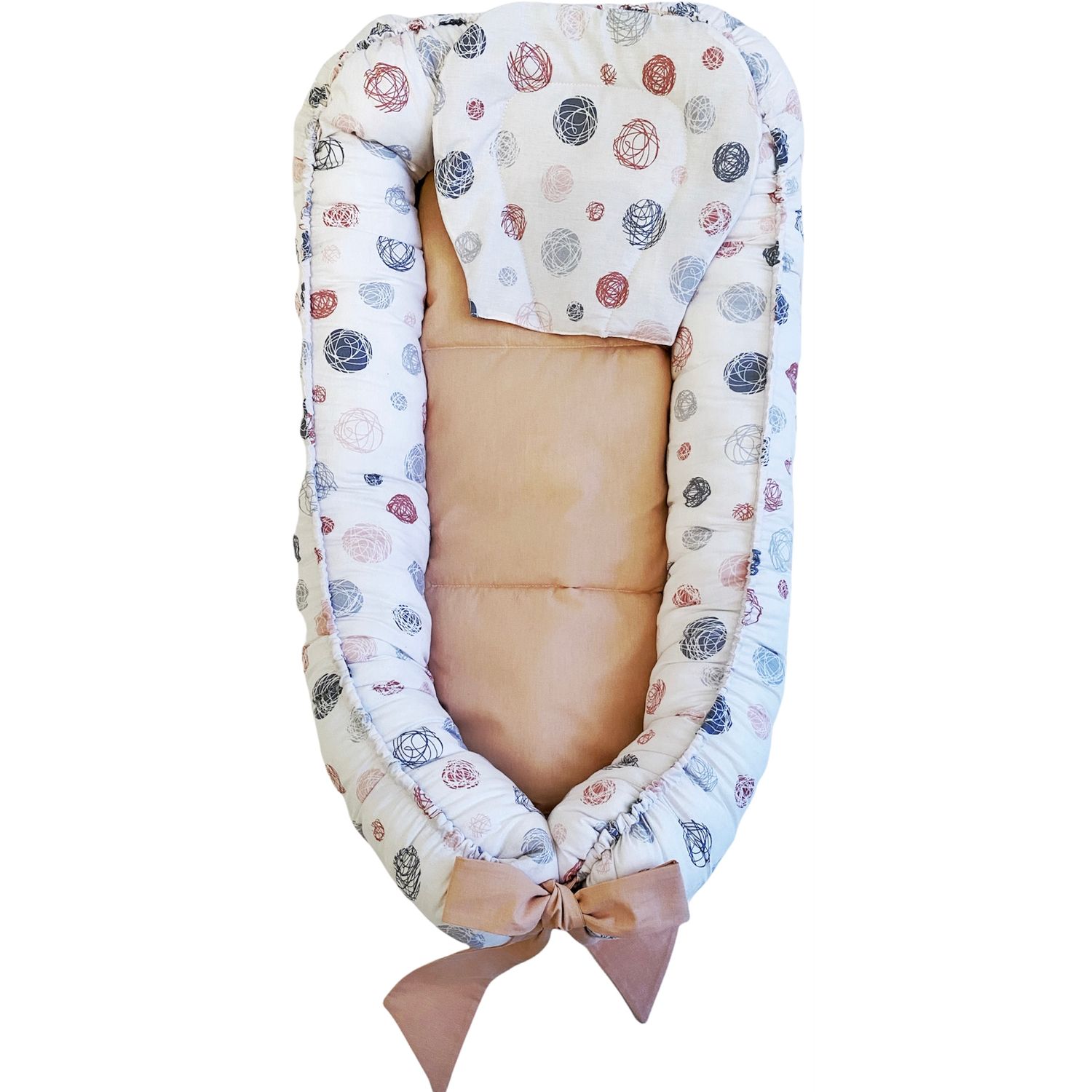 Pozitionator pentru bebelusi, Baby Nest, Model Ghem Roz 100% bumbac Ranforce, Roz - Somon fotografia produsului