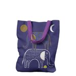 Geanta Handmade Tote Liner cu Captuseala, Desen Abstract 2 Elefanti, Multicolor, 45x37 cm fotografia produsului