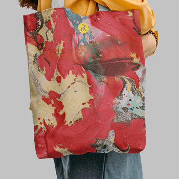 Geanta Handmade Tote Liner Captusit, Mulewear, Abstract RosuIntens, Multicolor, 45x37 Cm