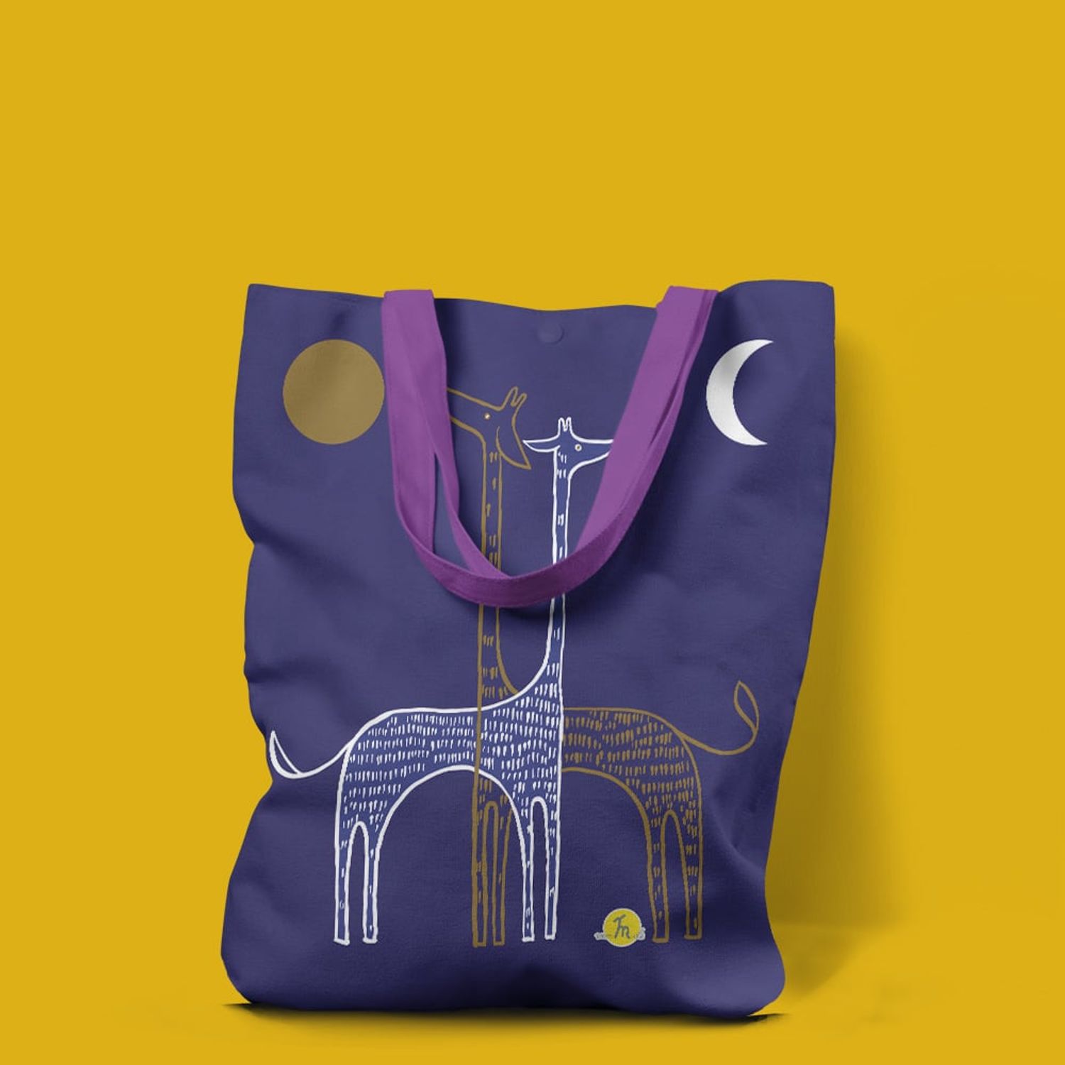Geanta Handmade Tote Liner cu Captuseala, Desen Abstract 2 Girafe, Multicolor, 45x37 cm fotografia produsului View 5 L