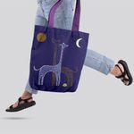 Geanta Handmade Tote Liner cu Captuseala, Desen Abstract 2 Girafe, Multicolor, 45x37 cm fotografia produsului View 2 S