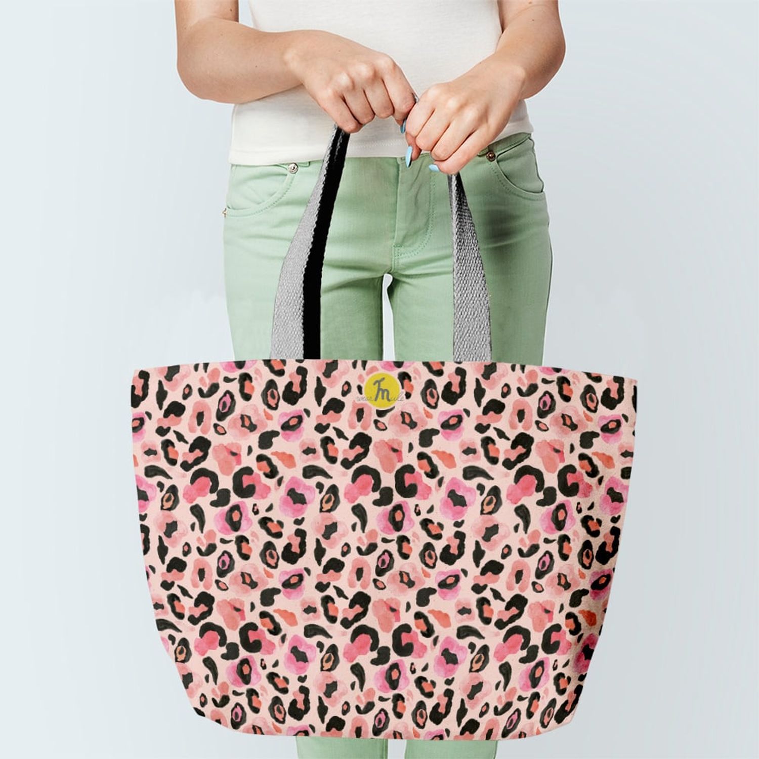 Geanta Handmade Tote Fatty Captusit, Mulewear, Animal Print Pasari Flamingo, Multicolor, 37x45 cm fotografia produsului View 2 L