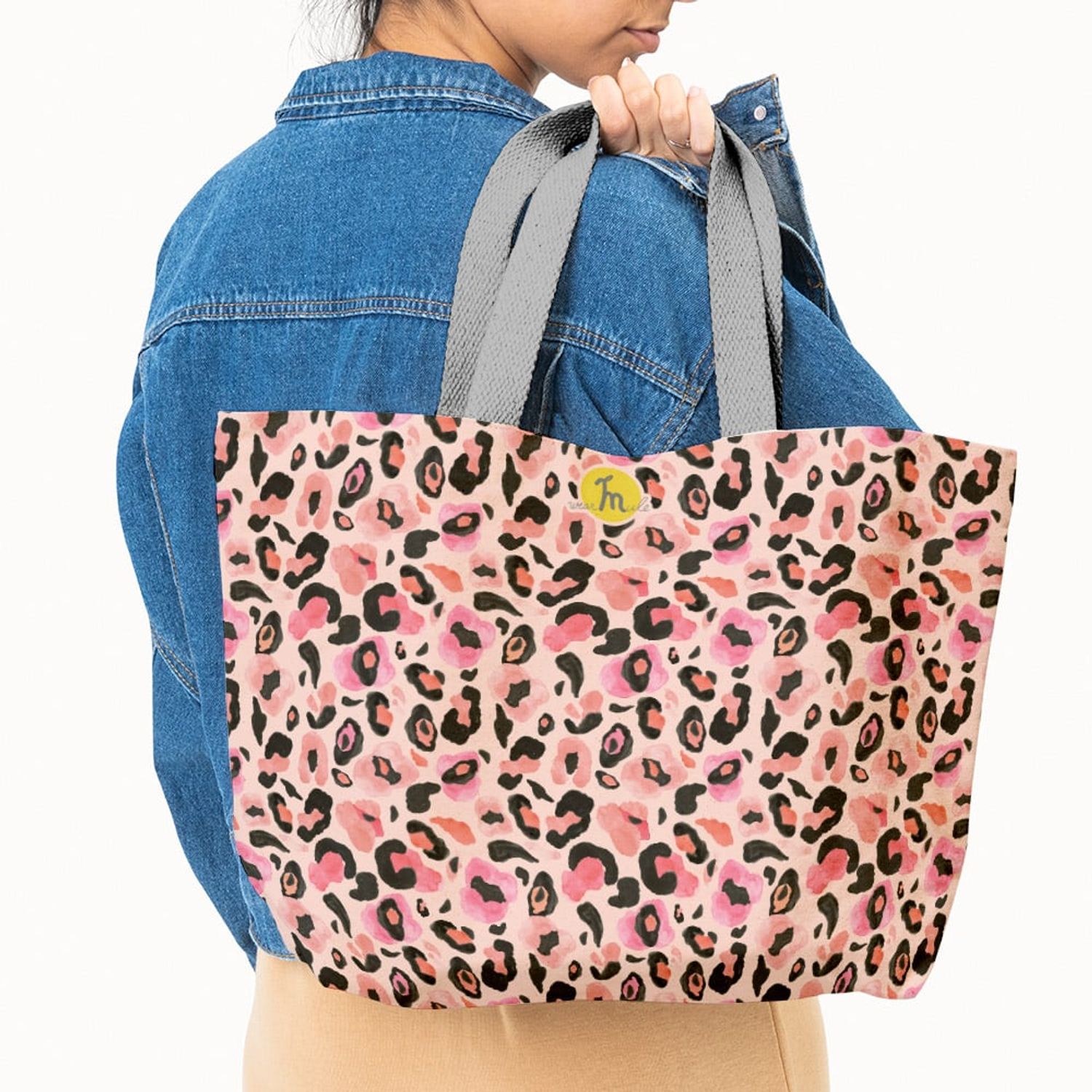 Geanta Handmade Tote Fatty Captusit, Mulewear, Animal Print Pasari Flamingo, Multicolor, 37x45 cm fotografia produsului View 5 L