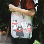 Geanta Handmade Tote Liner cu Captuseala, Merry Christmas Urare de Craciun de la 4 Pisici, Multicolor, 45x37 cm fotografia produsului View 5 S