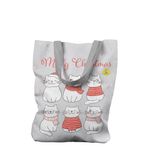 Geanta Handmade Tote Liner cu Captuseala, Merry Christmas Urare de Craciun de la 6 Pisici, Multicolor, 45x37 cm fotografia produsului