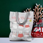 Geanta Handmade Tote Liner cu Captuseala, Merry Christmas Urare de Craciun de la 6 Pisici, Multicolor, 45x37 cm fotografia produsului View 2 S
