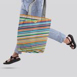 Geanta Handmade, Tote Bag Liner Original Mulewear, Abstract Magia Culorilor, Stripey Magic, Multicolor, 45x37 cm fotografia produsului View 4 S