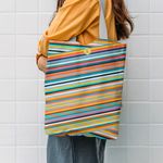 Geanta Handmade, Tote Bag Liner Original Mulewear, Abstract Magia Culorilor, Stripey Magic, Multicolor, 45x37 cm fotografia produsului View 2 S