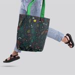 Geanta Handmade Tote Liner cu Captuseala, Pattern cu Plante Diverse, Multicolor, 45x37 cm fotografia produsului View 3 S