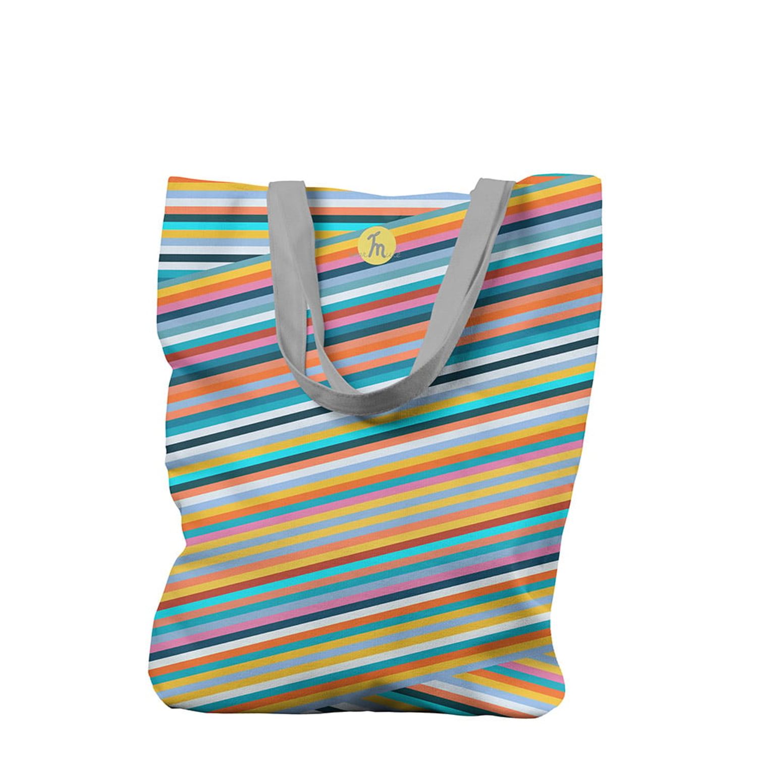 Geanta Handmade, Tote Bag Liner Original Mulewear, Abstract Magia Culorilor, Stripey Magic, Multicolor, 45x37 cm fotografia produsului