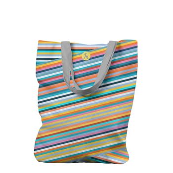 Geanta Handmade, Tote Bag Liner Original Mulewear, Abstract Magia Culorilor, Stripey Magic, Multicolor, 45x37 Cm