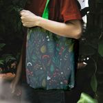Geanta Handmade Tote Liner cu Captuseala, Pattern cu Plante Diverse, Multicolor, 45x37 cm fotografia produsului View 6 S
