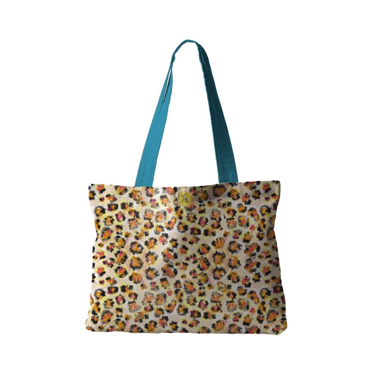 Geanta Handmade Tote Fatty Captusit, Mulewear, Animal Print Leopard, Multicolor, 37x45 cm fotografia produsului
