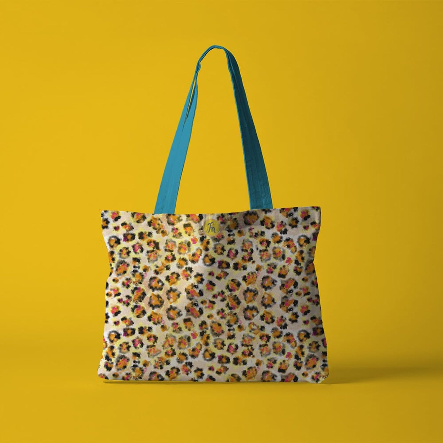 Geanta Handmade Tote Fatty Captusit, Mulewear, Animal Print Leopard, Multicolor, 37x45 cm fotografia produsului View 3 L