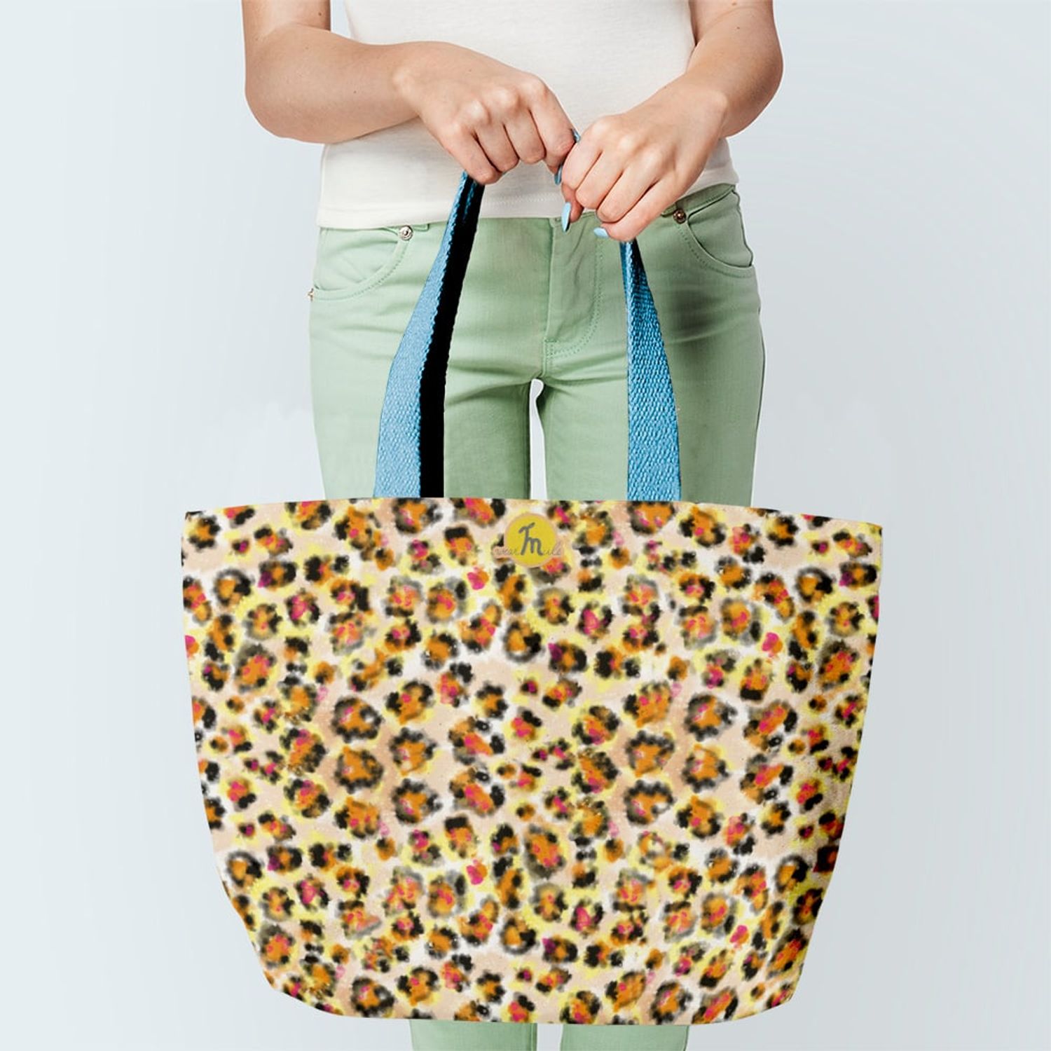 Geanta Handmade Tote Fatty Captusit, Mulewear, Animal Print Leopard, Multicolor, 37x45 cm fotografia produsului View 2 L