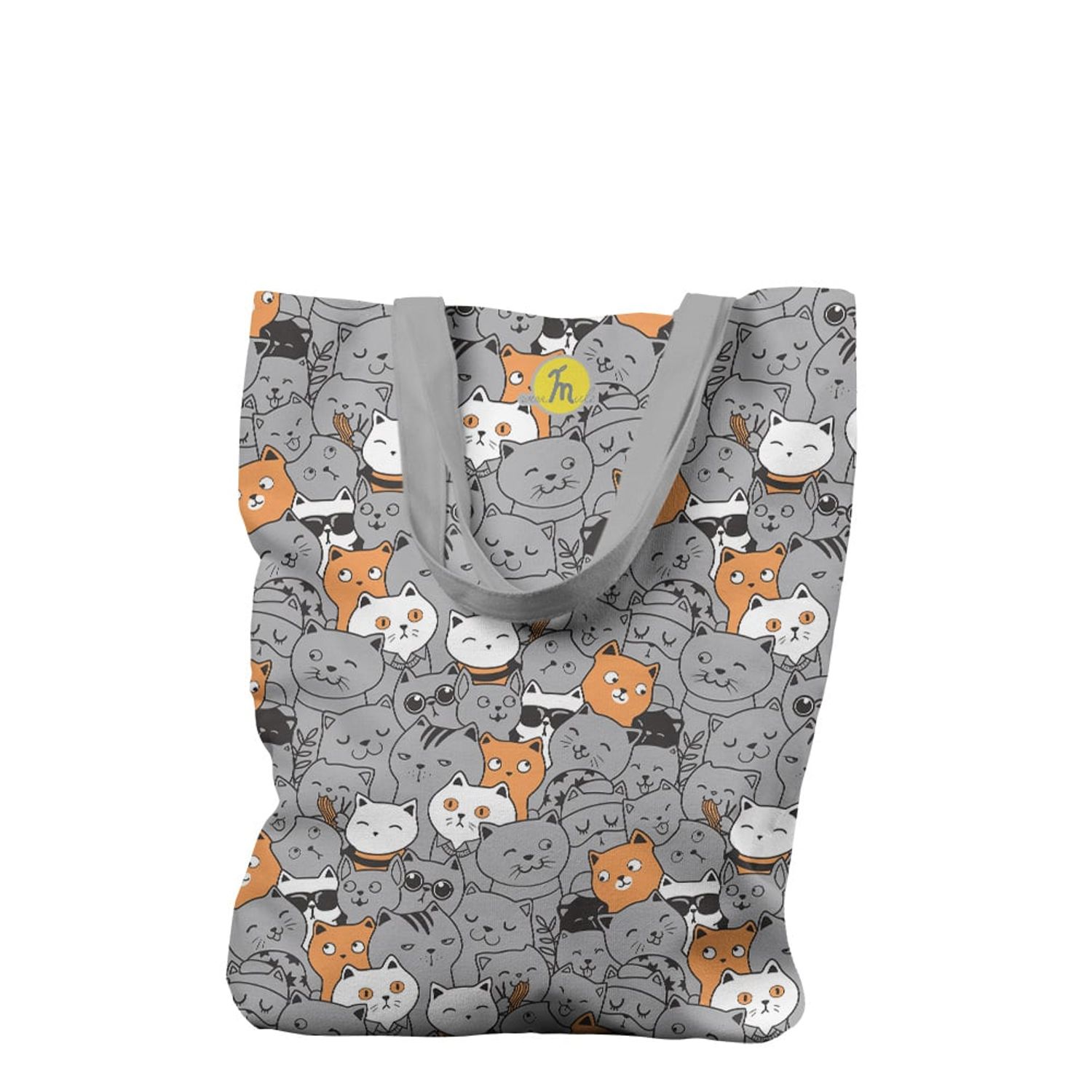 Geanta Handmade Tote Liner cu Captuseala, Pisici Smechere, Multicolor, 45x37 cm fotografia produsului