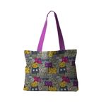 Geanta Handmade Tote Fatty cu Captuseala, Pisici Vorbarete, Multicolor, 37x45 cm fotografia produsului