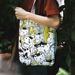 Geanta Handmade Tote Liner cu Captuseala, Pisici cu Galben, 45x37 cm fotografia produsului View 5 S