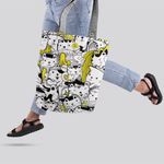 Geanta Handmade Tote Liner cu Captuseala, Pisici cu Galben, 45x37 cm fotografia produsului View 2 S