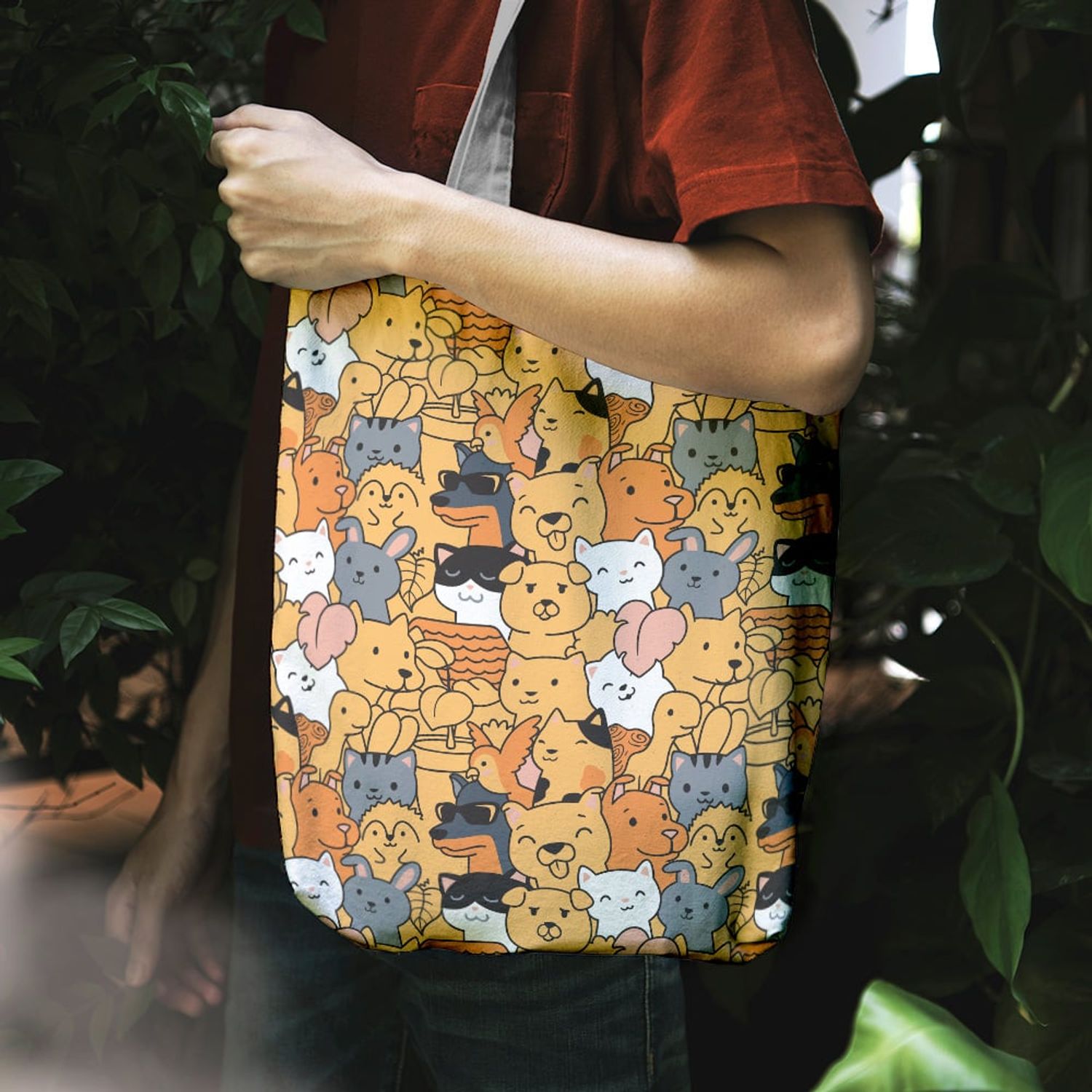 Geanta Handmade Tote Liner cu Captuseala, Ferma Animalelor, Multicolor, 45x37 cm fotografia produsului View 4 L