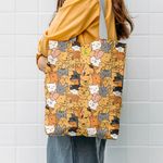 Geanta Handmade Tote Liner cu Captuseala, Ferma Animalelor, Multicolor, 45x37 cm fotografia produsului View 6 S