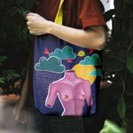 Geanta Handmade Tote Liner cu Captuseala, Afrodita Bust, Nori si Ploaie, Multicolor, 45x37 cm fotografia produsului View 4 S