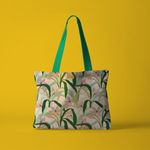 Geanta Handmade Tote Fatty Captusit, Mulewear, Botanic Plante Flori din Gradina, Multicolor, 43x37 cm fotografia produsului View 3 S