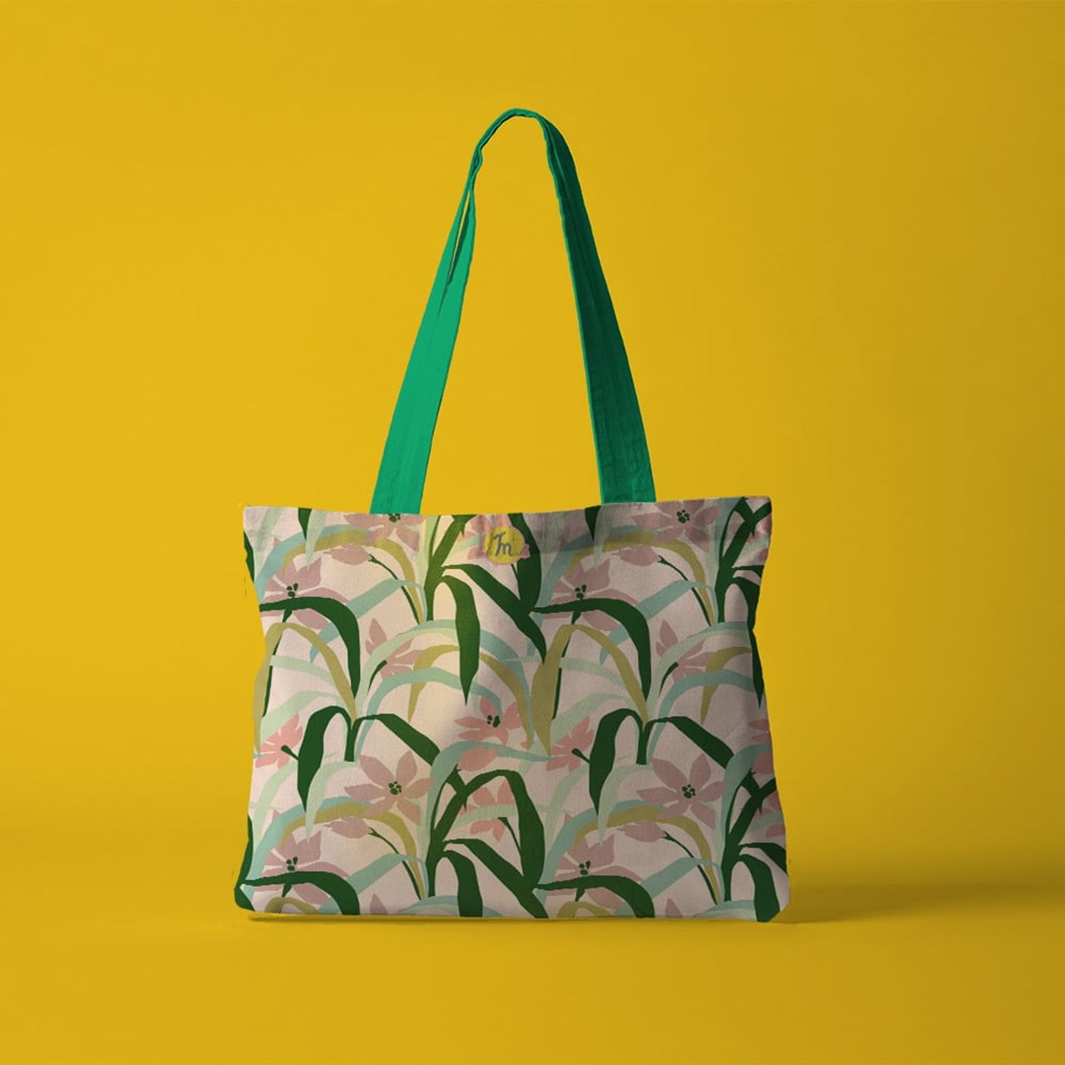 Geanta Handmade Tote Fatty Captusit, Mulewear, Botanic Plante Flori din Gradina, Multicolor, 43x37 cm fotografia produsului View 3 L