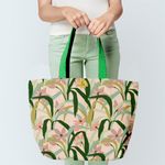 Geanta Handmade Tote Fatty Captusit, Mulewear, Botanic Plante Flori din Gradina, Multicolor, 43x37 cm fotografia produsului View 2 S