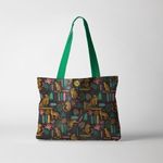 Geanta Handmade Tote Fatty Captusit, Mulewear, Botanic Plante Flori Leopard in Savana, Multicolor, 43x37 cm fotografia produsului View 4 S