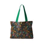 Geanta Handmade Tote Fatty Captusit, Mulewear, Botanic Plante Flori Leopard in Savana, Multicolor, 43x37 cm fotografia produsului