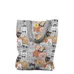 Geanta Handmade Tote Liner cu Captuseala, Pisici la Cafea si Prajituri, Multicolor, 45x37 cm fotografia produsului