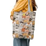 Geanta Handmade Tote Liner cu Captuseala, Pisici la Cafea si Prajituri, Multicolor, 45x37 cm fotografia produsului View 4 S