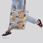 Geanta Handmade Tote Liner cu Captuseala, Pisici la Cafea si Prajituri, Multicolor, 45x37 cm fotografia produsului View 2 S