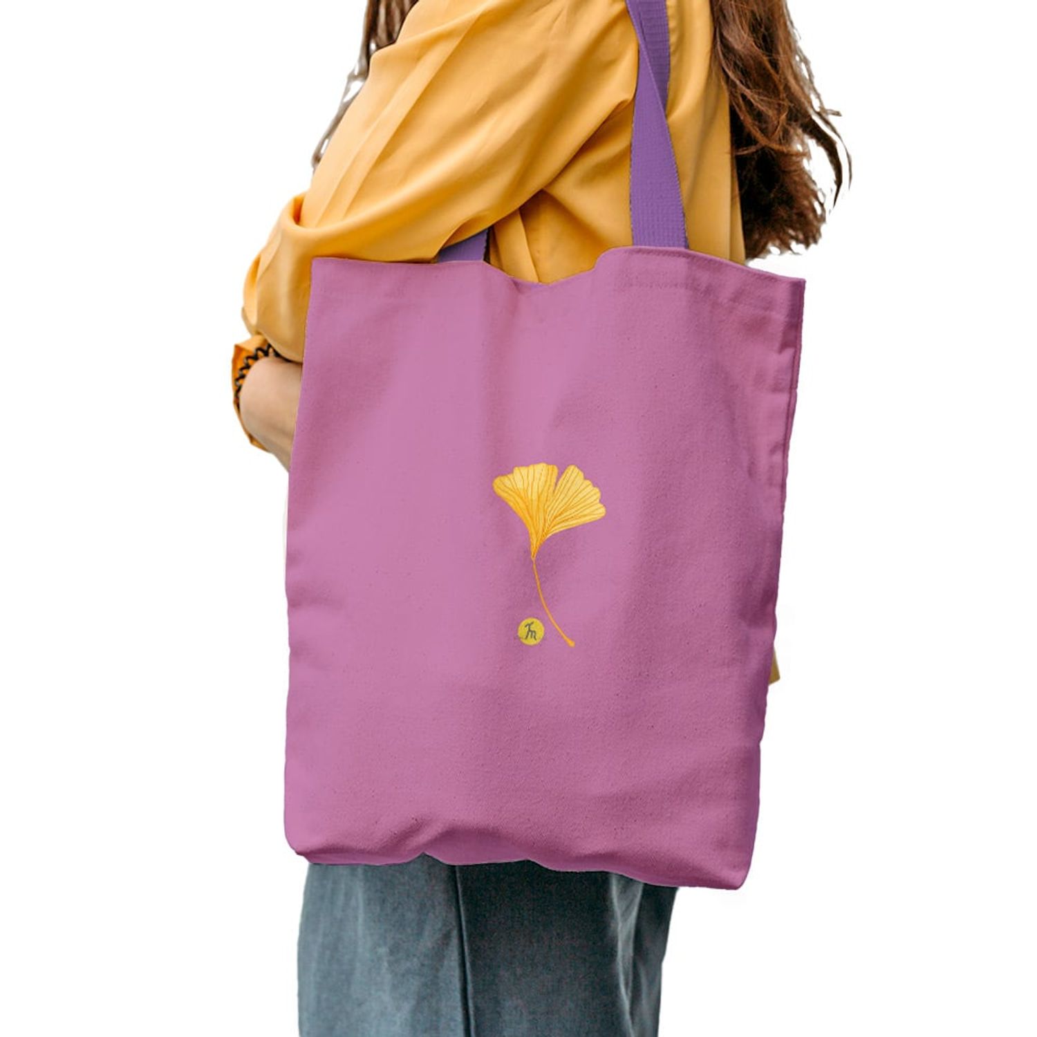 Geanta Handmade Tote Liner Captusit, Botanic Plante Floare Yosemite Galbena, Multicolor, 45x37 cm fotografia produsului View 4 L