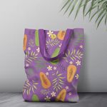 Geanta Handmade Tote Liner Captusit, Botanic Plante Flori si Mango, Multicolor, 45x37 cm fotografia produsului View 4 S