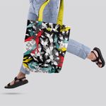 Geanta Handmade Tote Liner cu Captuseala, Pattern cu Palme si Atingeri, Multicolor, 45x37 cm fotografia produsului View 2 S