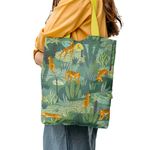 Geanta Handmade Tote Liner Captusit, Mulewear, Botanic Plante Flori Tigru in Savana, Multicolor, 45x37 cm fotografia produsului View 3 S