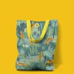 Geanta Handmade Tote Liner Captusit, Mulewear, Botanic Plante Flori Tigru in Savana, Multicolor, 45x37 cm fotografia produsului View 5 S