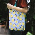 Geanta Handmade Tote Liner Captusit, Mulewear, Botanic Plante Flori Lamai Acrisoare, Multicolor, 45x37 cm fotografia produsului View 4 S