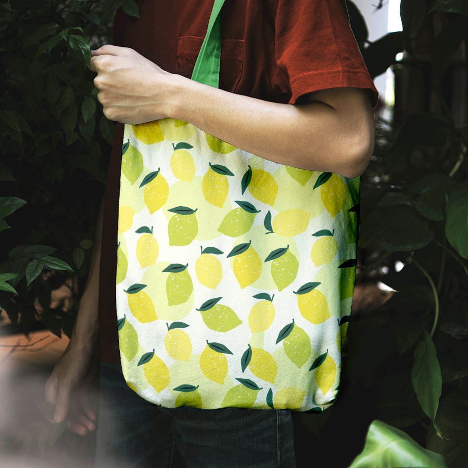 Geanta Handmade Tote Liner Captusit, Mulewear, Botanic Plante Flori Lamai Crude si Coapte, Multicolor, 45x37 cm fotografia produsului View 4 L