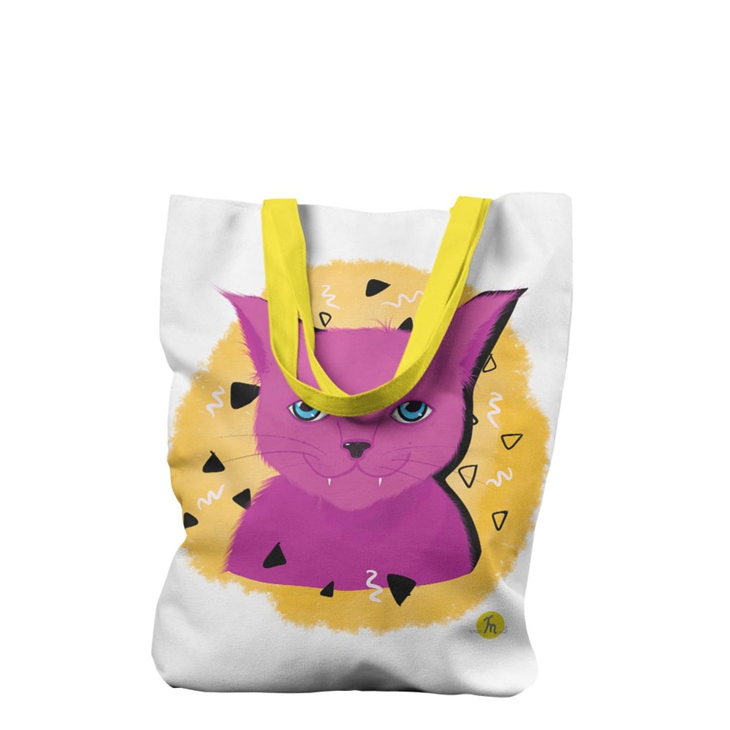 Geanta Handmade Tote Liner cu Captuseala, Pisica Cosmica Violet cu Ochi Albastri, Multicolor, 45x37 cm fotografia produsului