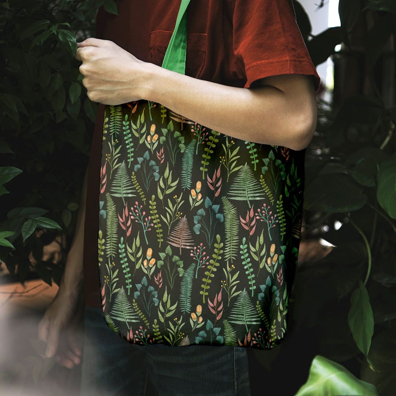 Geanta Handmade Tote Liner Captusit, Mulewear, Botanic Gradina Bunicii, Multicolor, 45x37 cm fotografia produsului View 5 L