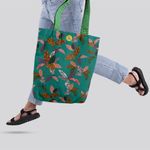 Geanta Handmade Tote Liner Captusit, Mulewear, Botanic Multi-Florile Galactice, Multicolor, 45x37 cm fotografia produsului View 2 S