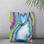 Geanta Handmade Tote Liner Captusit, Mulewear, Abstract Iepurasul Alb Psihedelic, Multicolor, 45x37 cm fotografia produsului View 6 S