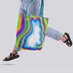 Geanta Handmade Tote Liner Captusit, Mulewear, Abstract Iepurasul Alb Psihedelic, Multicolor, 45x37 cm fotografia produsului View 2 S