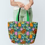 Geanta Handmade Tote Fatty Captusit, Mulewear, Botanic Plante Exotice, Multicolor, 37x45 cm fotografia produsului View 2 S