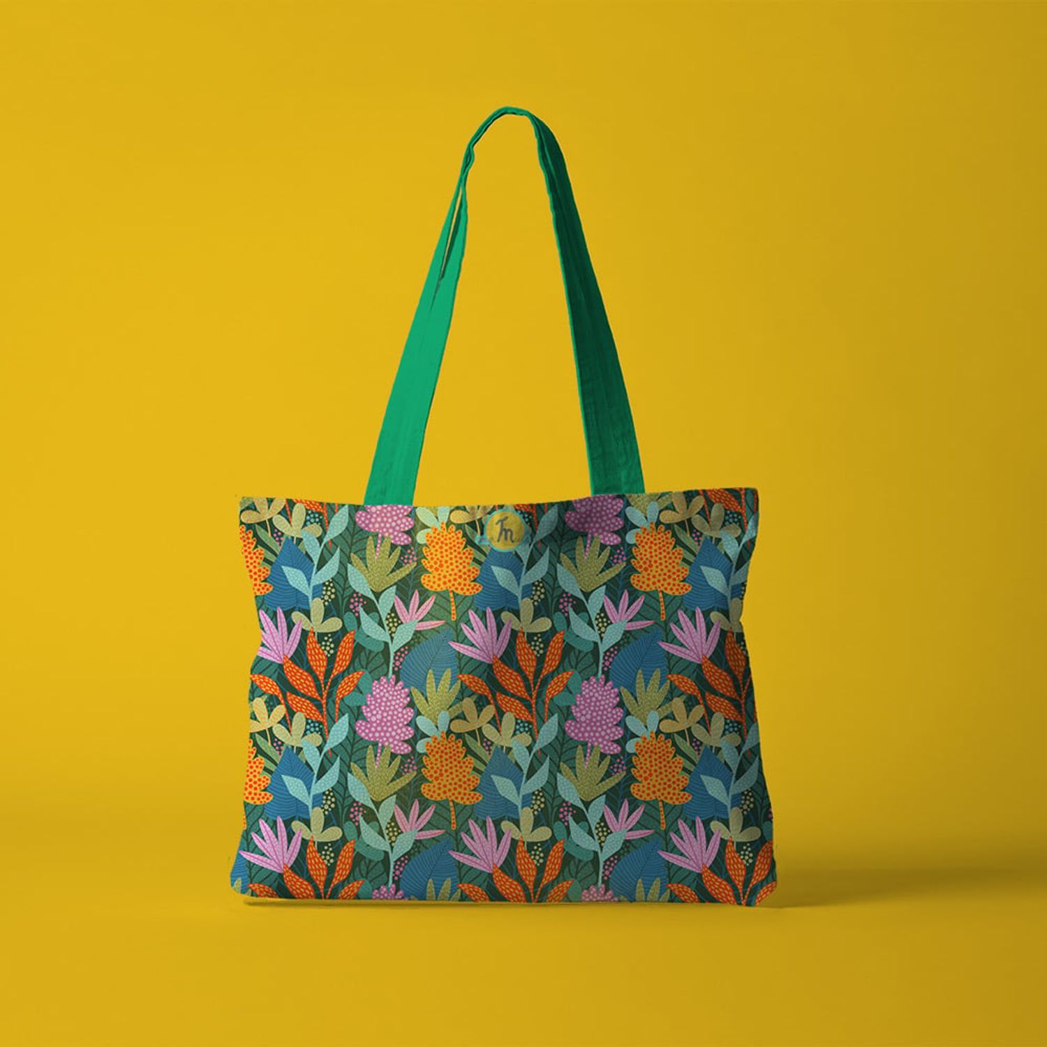 Geanta Handmade Tote Fatty Captusit, Mulewear, Botanic Plante Exotice, Multicolor, 37x45 cm fotografia produsului View 5 L