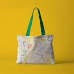 Geanta Handmade Tote Fatty cu Captuseala, Abstract Forme Desen de Copii, Multicolor, 37 x 45 cm fotografia produsului View 3 S