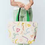 Geanta Handmade Tote Fatty cu Captuseala, Abstract Forme Desen de Copii, Multicolor, 37 x 45 cm fotografia produsului View 2 S